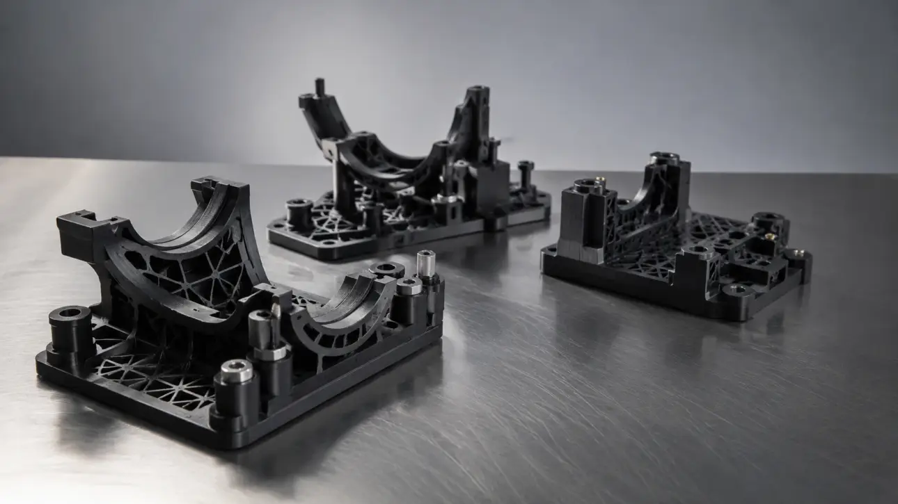 Otomotiv uretim hattinda kullanilan 3D baski ile uretilmis montaj aparati ve kontrol fiksturleri