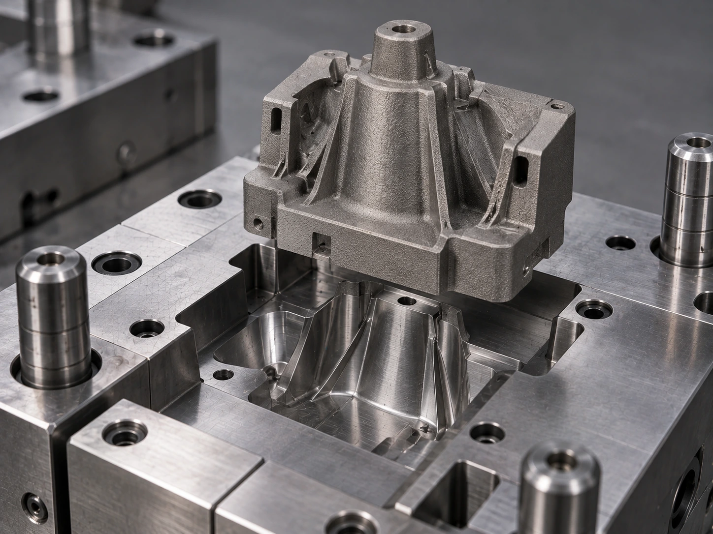 NC ile işlenmiş kalıp setine yerleştirilen 3D baskılı metal kalıp çekirdeği